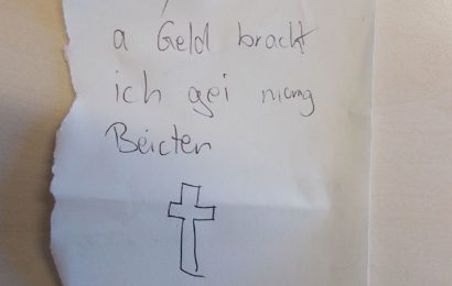 Opferstock aufgebrochen und Entschuldigung hinterlassen