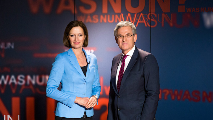Bettina Schausten und Peter Frey fragen acht Wochen vor der Europawahl: "Was nun, Europa?" Copyright: ZDF/Thomas Kierok 