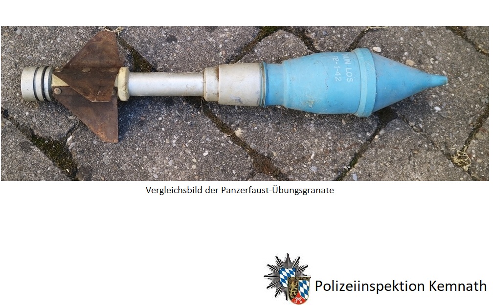 Vergleichsbild Panzerfaust Übungsgranate Quelle: Polizei