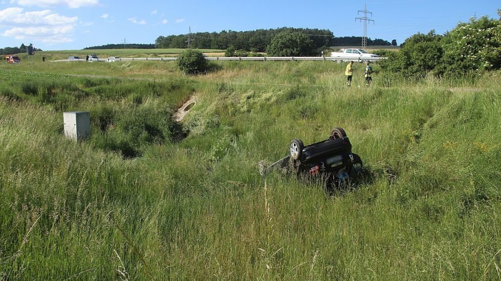 Symbolbild: Auto bleibt nach Überschlag auf dem Dach liegen Foto: Pressedienst Wagner