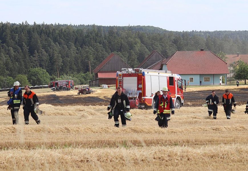 Flächenbrand auf Feld