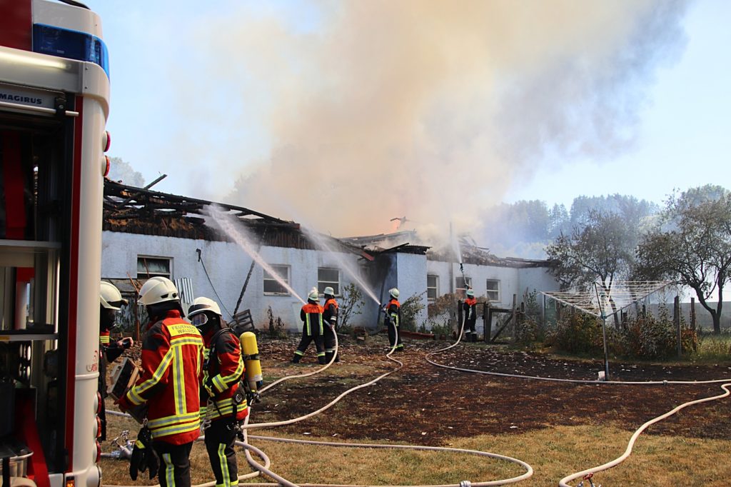 Brand einer Stallung in Kemnath Foto: Jürgen Masching