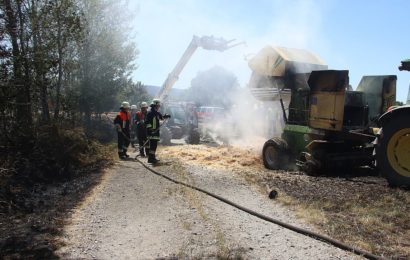 Brand einer Heuballenpresse in Schnaittenbach