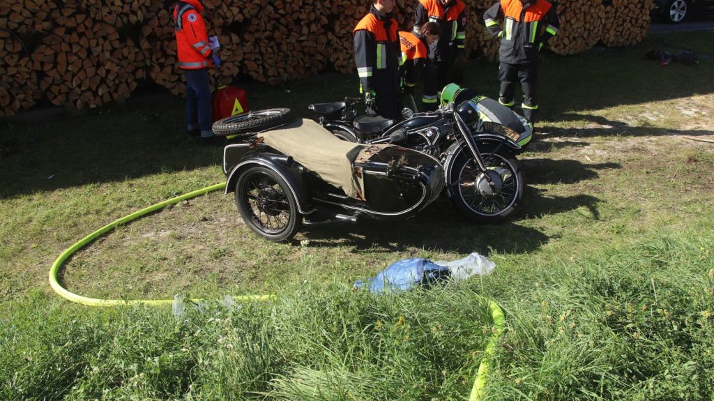 Das verunfallte Motorrad (BMW, Baujahr 1935) Foto: Pressedienst Wagner