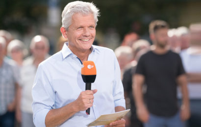 Ralph Schumacher begrüßt zum ZDF-"Landerspiegel" live aus Gera. Copyright: Ronald Bonss