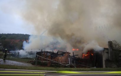 Landwirtschaftliches Anwesen niedergebrannt – drei leicht verletzte Personen, mehrere Tiere verendet – Ursache unbekannt