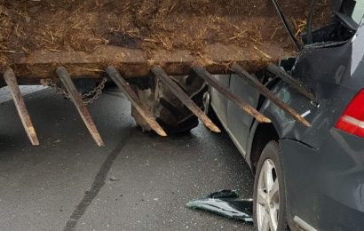 Die Zinken der Mistgabel bohrten sich in den Fahrzeugfond Foto: Polizei