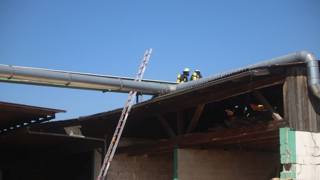 Die Feuerwehr bekämpfte den Schwelbrand von allen Seiten Foto: Pressedienst Wagner