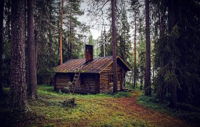 Fensterscheiben einer Waldhütte eingeschlagen