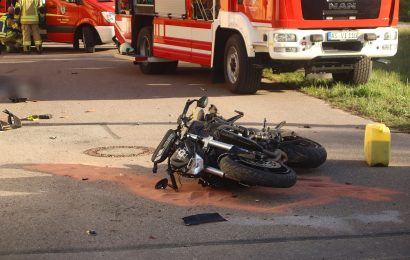 Unfall mit Motorrad endet glimpflich