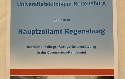 Uniklinikum dankt Hauptzollamt Regensburg für Unterstützung