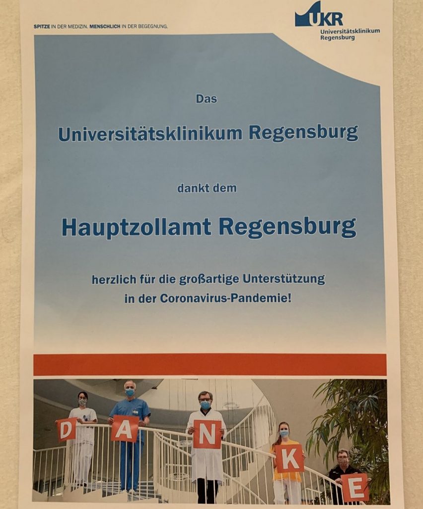 Dankesurkunde des Universitätsklinikums Regensburg  Foto: Michael Lochner