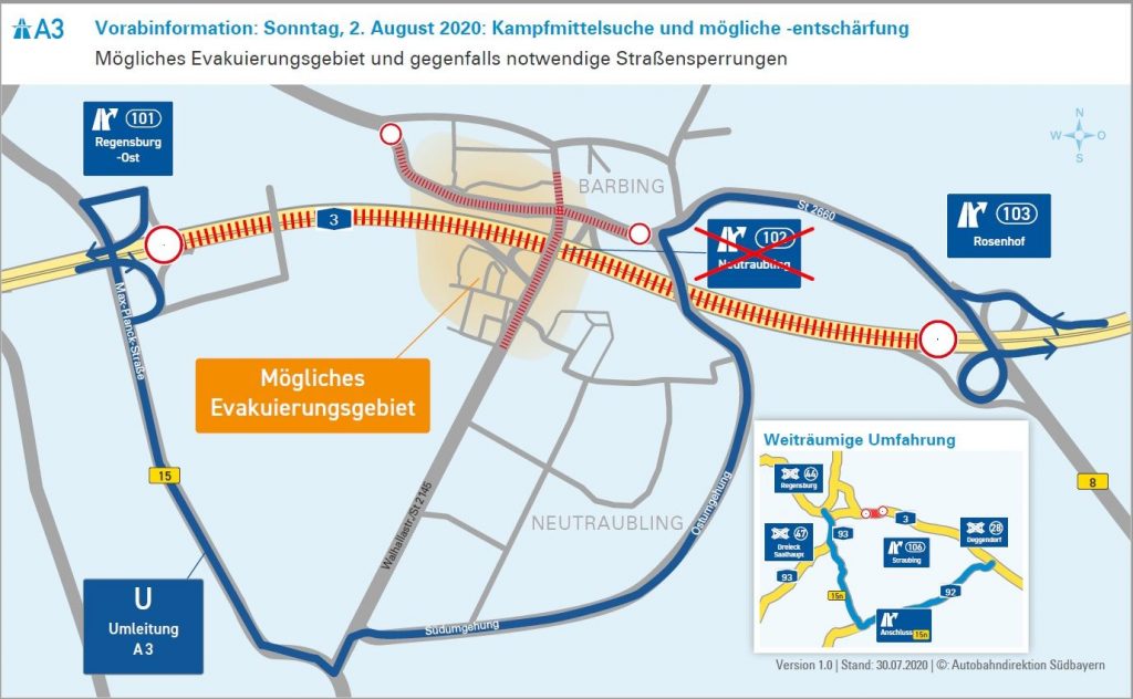 Mögliches Evakuierungsgebiet Quelle: Polizeipräsidium Oberpfalz