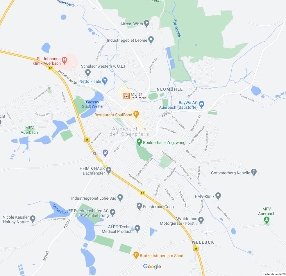 Karte Auerbach Quelle: Google Maps