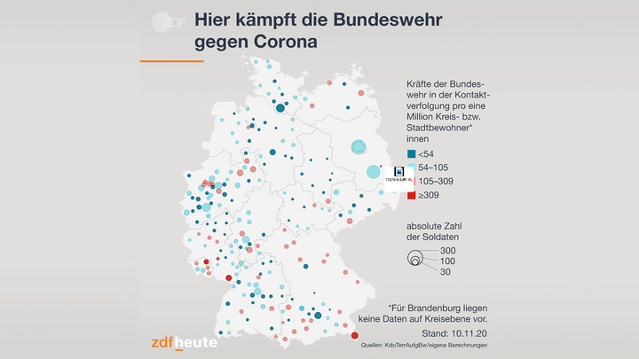 ZDFheute zeigt exklusiv, wo Soldaten im Kampf gegen Corona eingesetzt werden. Copyright: ZDFheute