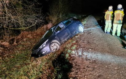 Der PKW drohte, in Richtung Naab abzugleiten Foto: Polizei