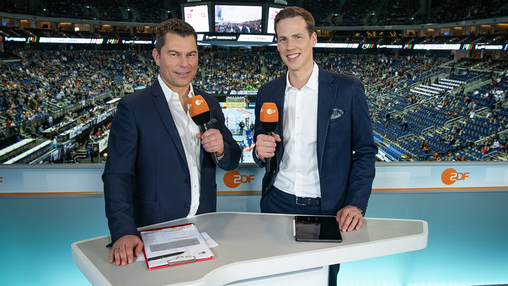 Moderator Yorck Polus und ZDF-Handball-Experte Sören Christophersen Copyright: ZDF/Claudius Pflug 