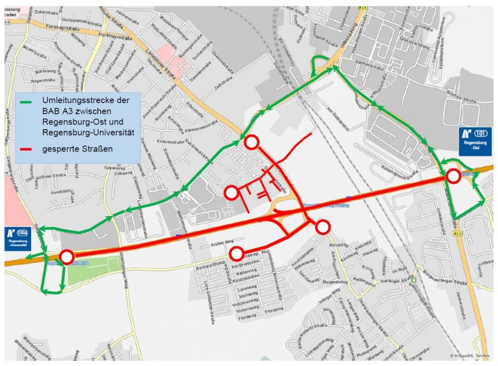 Umleitungsstrecke für die A3  Quelle: Polizei