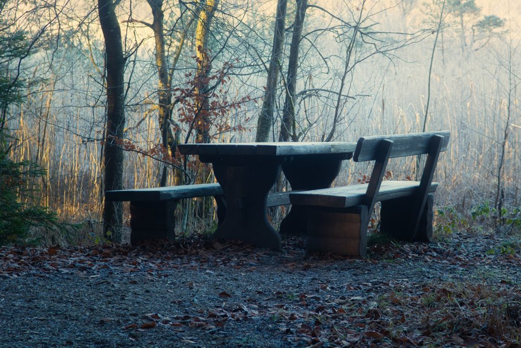 Symbolbild: Sitzgruppe im Wald