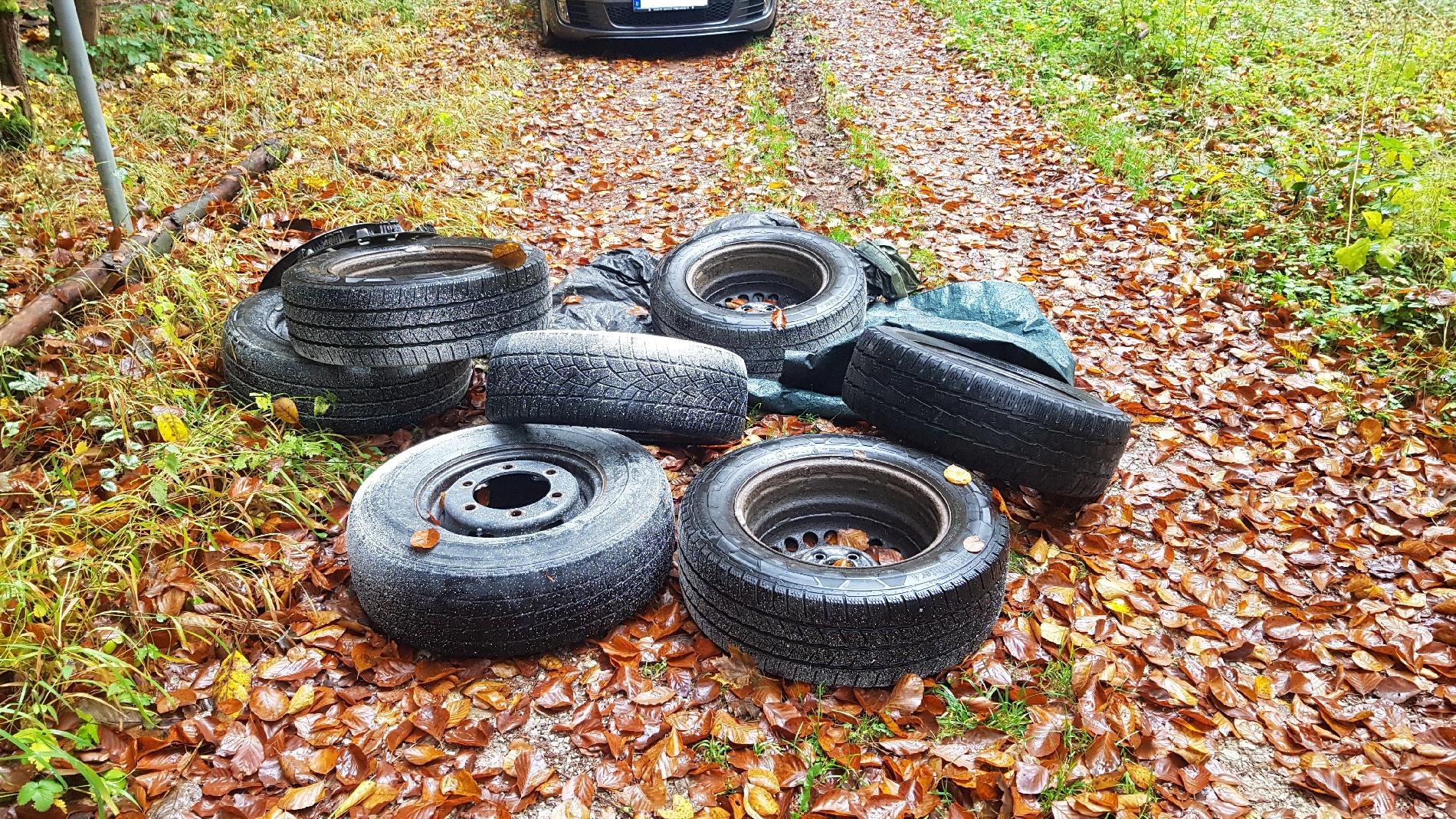 Bei Stephansricht wurden diese Altreifen entsorgt. Die Polizei sucht nach Zeugen Foto: PI Su-Ro