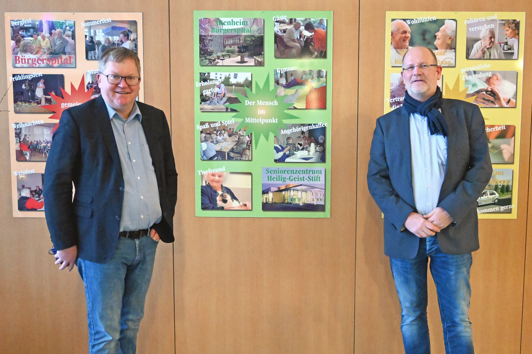 Der neue Leiter der Senioreneinrichtungen der Bürgerspitalstiftung Uwe Pihsowotzki (rechts) und Oberbürgermeister Michael Cerny Foto: Susanne Schwab, Stadt Amberg