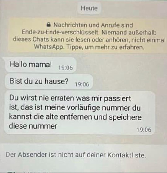 Kontaktaufnahme per WhatsApp Quelle: Polizei Neumarkt