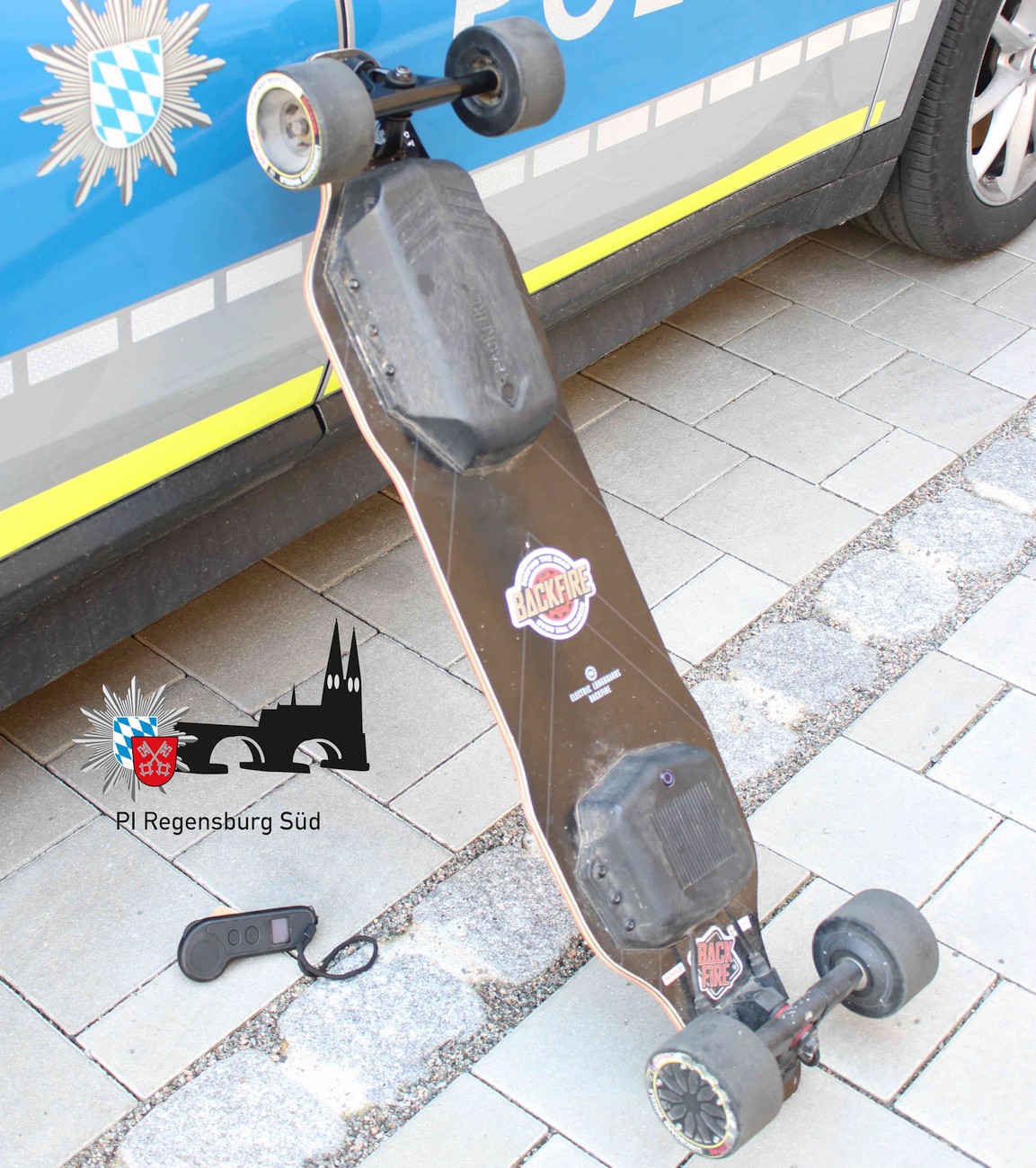 Sichergestelltes Elektro-Skateboard Foto: POK Reitmeier, PI Regensburg Süd