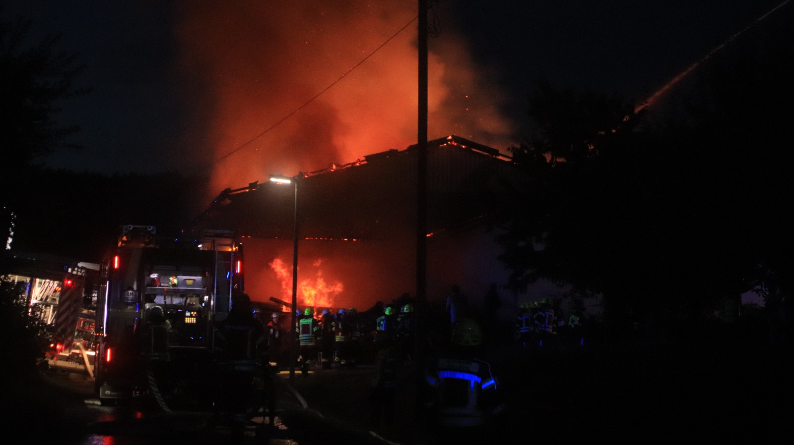 Halle der Stadtgärtnerei im Vollbrand