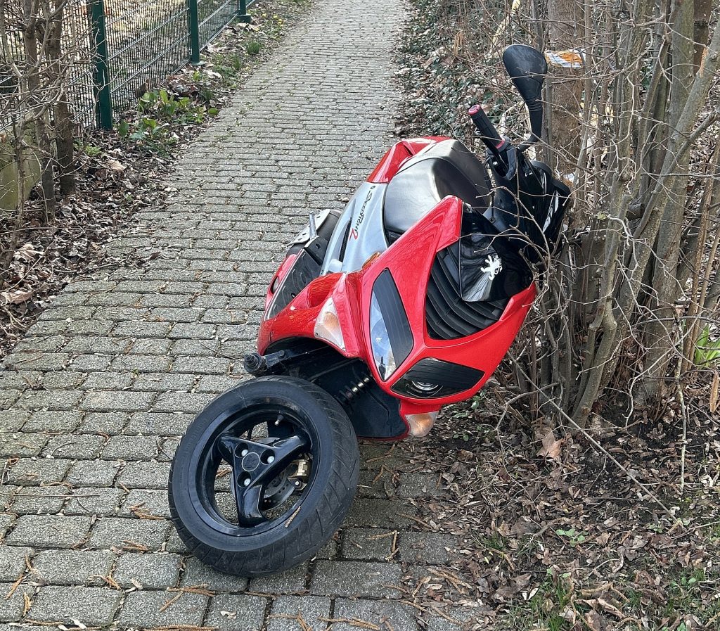 Bei der Flucht vor der Polizei stürzte der Rollerfahrer Foto: PI Schwandorf